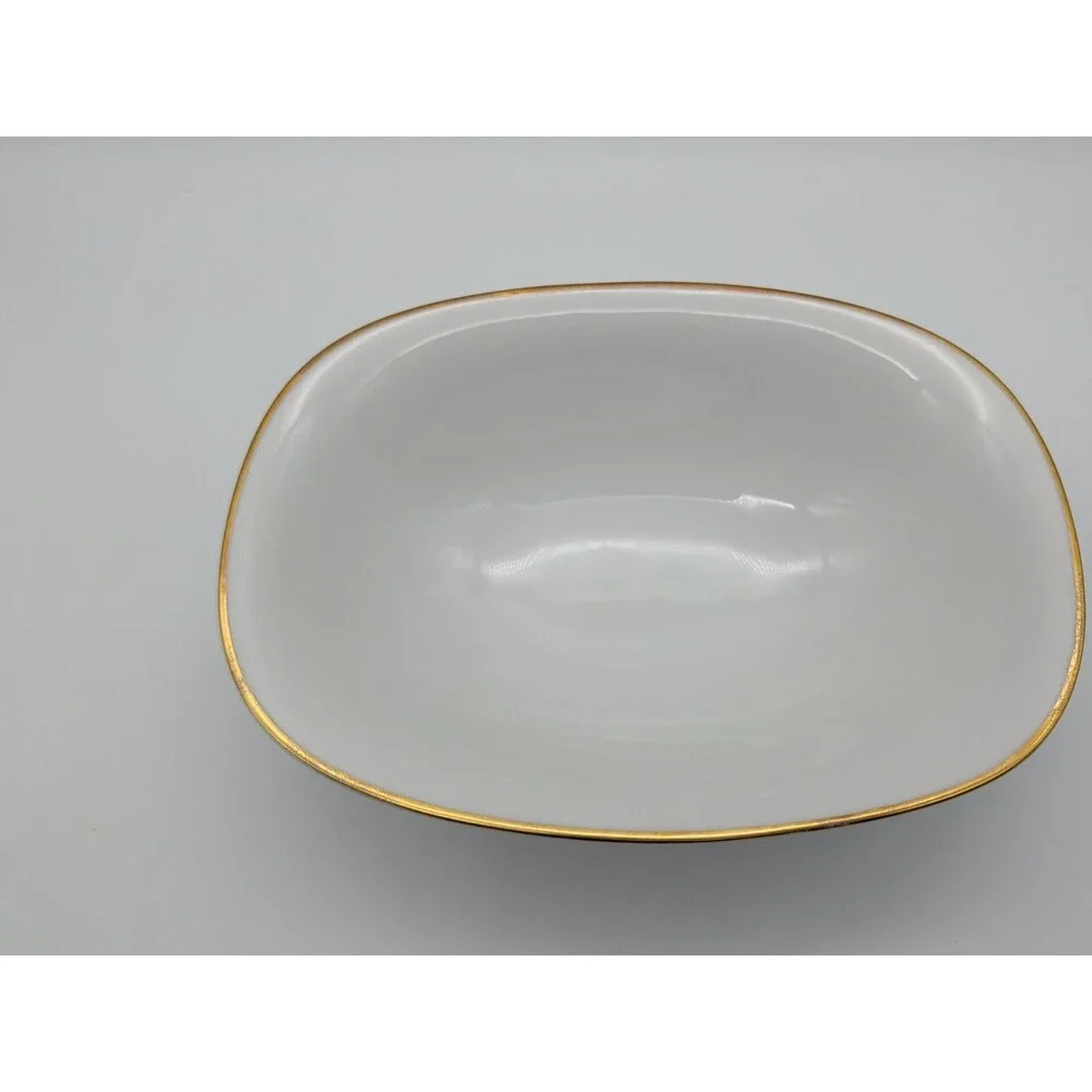 Princess House Heritage Fina China Rectangular Serving Bowl Gold Rim Bavaria